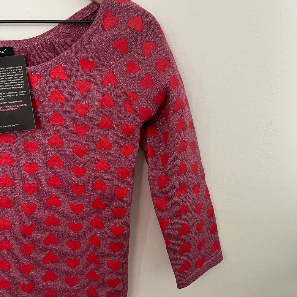 Vintage Betsey Johnson Heart Print Top - Picture 5 of 6